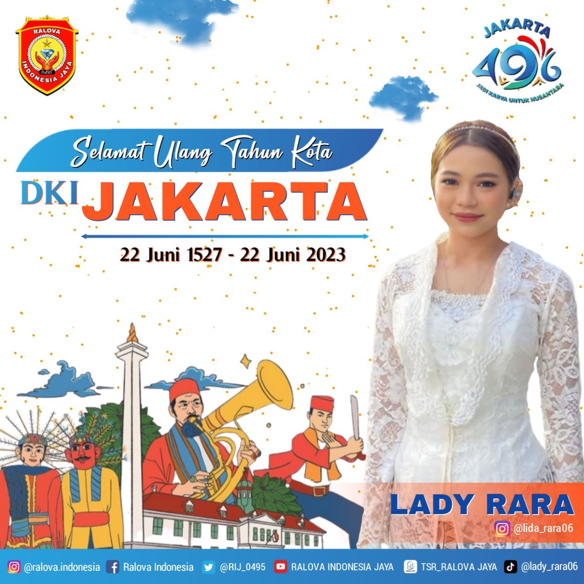 ralova_ntb's tweet photo. Assalamualaikum 
Kami keluarga besar @lida_raravc &amp; @RIJ_0495 mengucapkan "Selamat Hari Jadi Kota Jakarta yang ke-496 Tahun"🥳🎊👏
Semoga Kota Jakarta makin Maju, Damai, Nyaman, Jaya selalu dan bebas dari Macet 😇🙏 Aamiin
"Jadi Karya untuk Nusantara" https://t.co/58FfZfZwEp