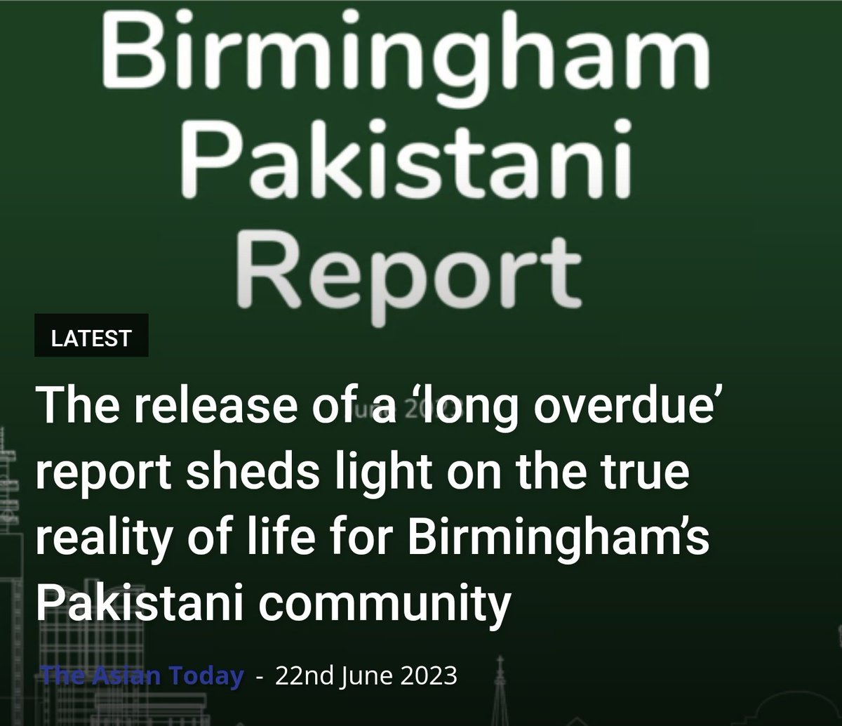 The release of a 'long overdue' report sheds light on the true reality of life for Birmingham's Pakistani Community - read full article here: shorturl.at/cqzIV
