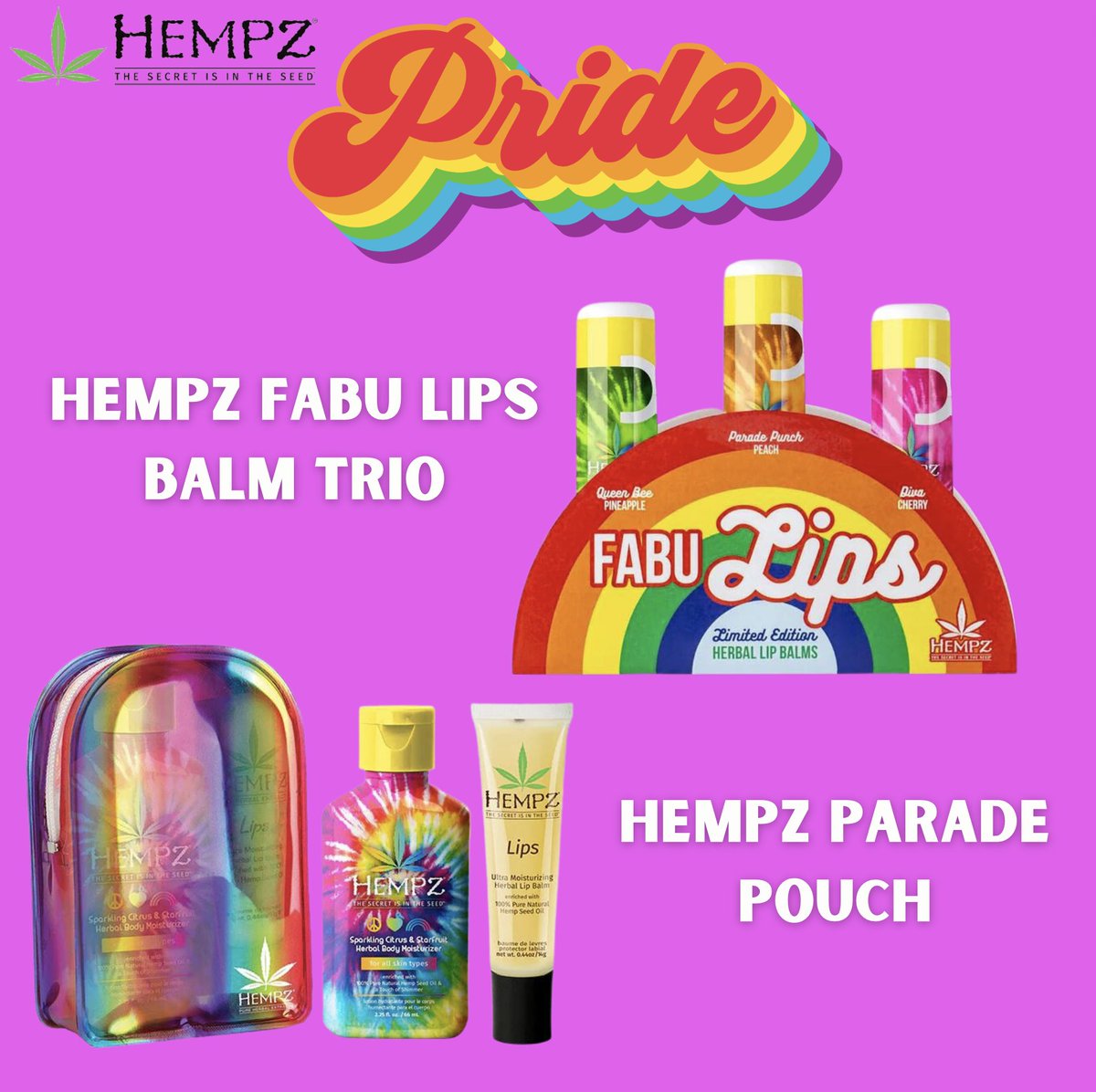 🌈WE SUPPORT PRIDE! 🌈 
We now have limited stock available for the Hempz Fabu Lip Balm Trio and Hempz Parade Pouches. Click the bio to buy- available for retail and salons or message for more details. UK only. These are collector's specials!