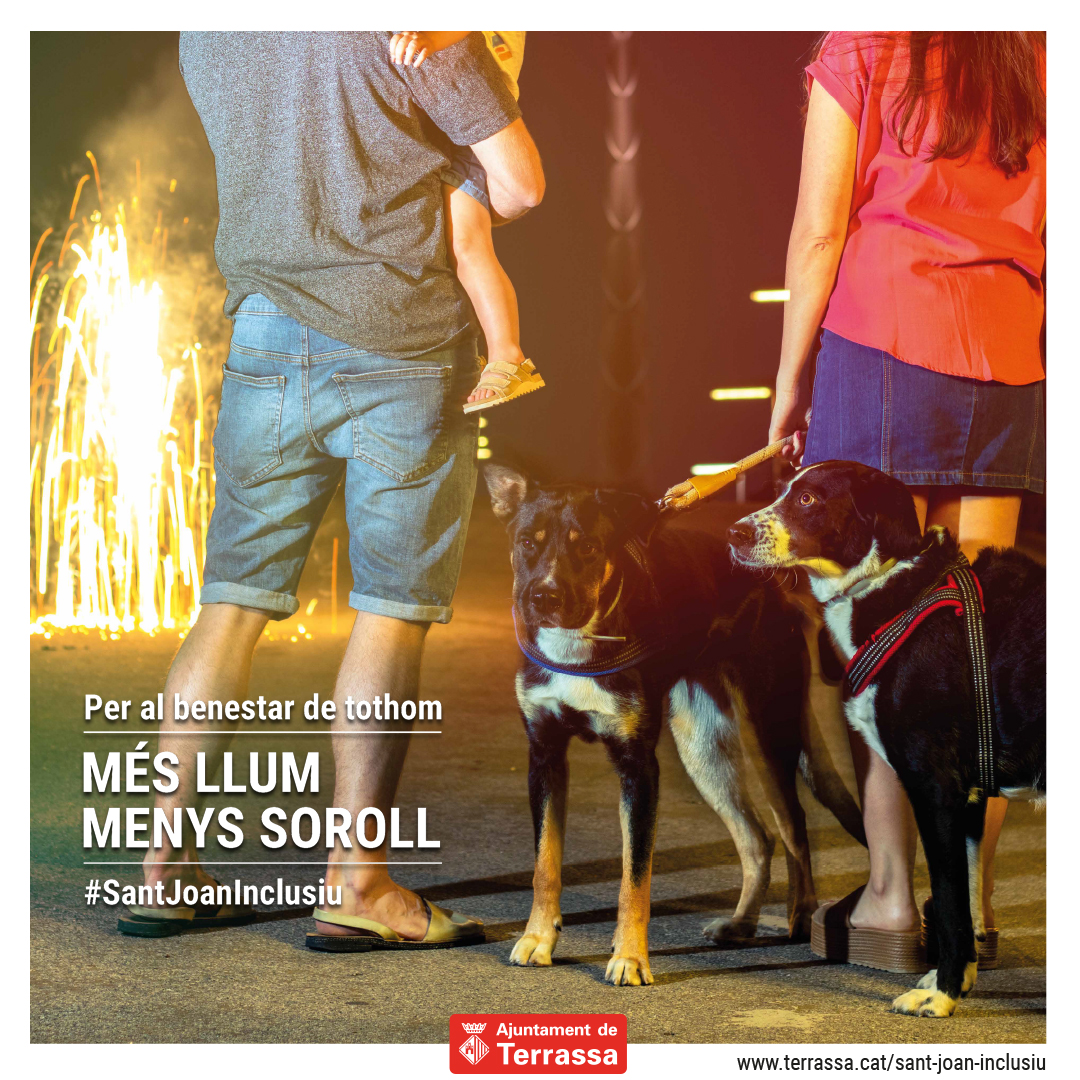 ajterrassa's tweet photo. 👉El soroll dels petards genera angoixa i patiment a moltes persones i animals.
👍👍 Per una revetlla més respectuosa amb el benestar de tothom, aquest Sant Joan 'MÉS LLUM I MENYS SOROLL'
https://t.co/Imlmgl3qE8
#SantJoanInclusiu https://t.co/mdMRxUb5Xi