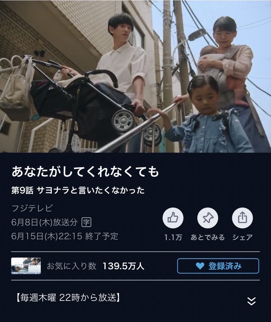 今期私が1番ハマっている、フジテレビの 木10ドラマ #あたながしてくれなくても
今夜最終回です❗️

遅くなってしまいましたが、9話に母親役として少し出演させて頂きました。
楽しみにしていたドラマに出れて本当に嬉しかったです。
どんな結末か楽しみ！是非チェックしてみて下さい^^
#anataga_drama