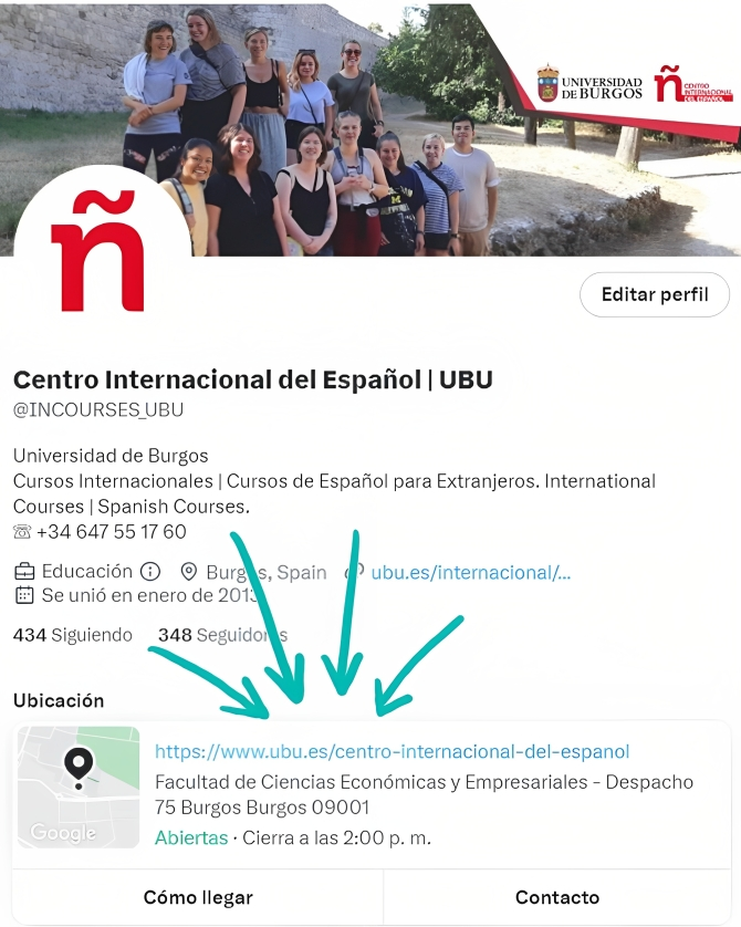 INCOURSES_UBU's tweet photo. 📢Desde ahora puedes localizarnos y contactar con nosotros directamente desde nuestro perfil de Twitter; #sinrodeos y con #solounclick.
From now on, you can find and contact us directly through our Twitter profile; #nofilter and with #justoneclick.
@UBUEstudiantes https://t.co/w34Z6vBZ7v