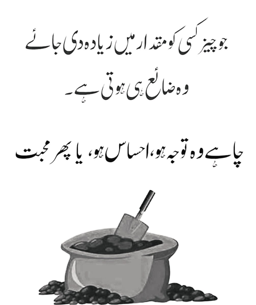 (کیا یہ صحیح ہے یا پھر غلط)
   جو چیز کسی کو مقدار میں زیادہ دی جائے وہ ضائع ہی ہوتی ت۔ #اردو#اردوپوسٹ 
#Informativepost #mustread #Mustshare #Everyone #Knowledgeiswealth #teenagers  #KnowledgeIsPower  #TwitterOfTime #Google #Importantpost #Parents #familymembers