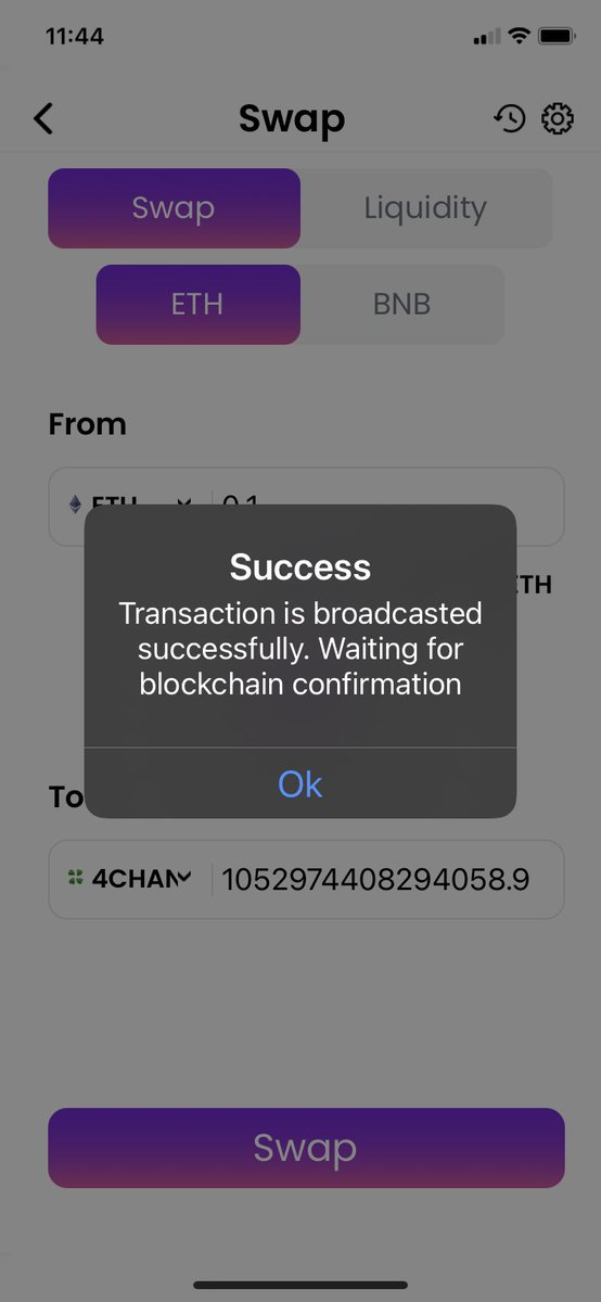 Perfect #4Chan #SaitaPro transaction.

Took seconds to complete. 

Safe, secure way to trade #4Chan and many other tokens.

Set your slippage low to 0.1%

Download SaitaSwap.