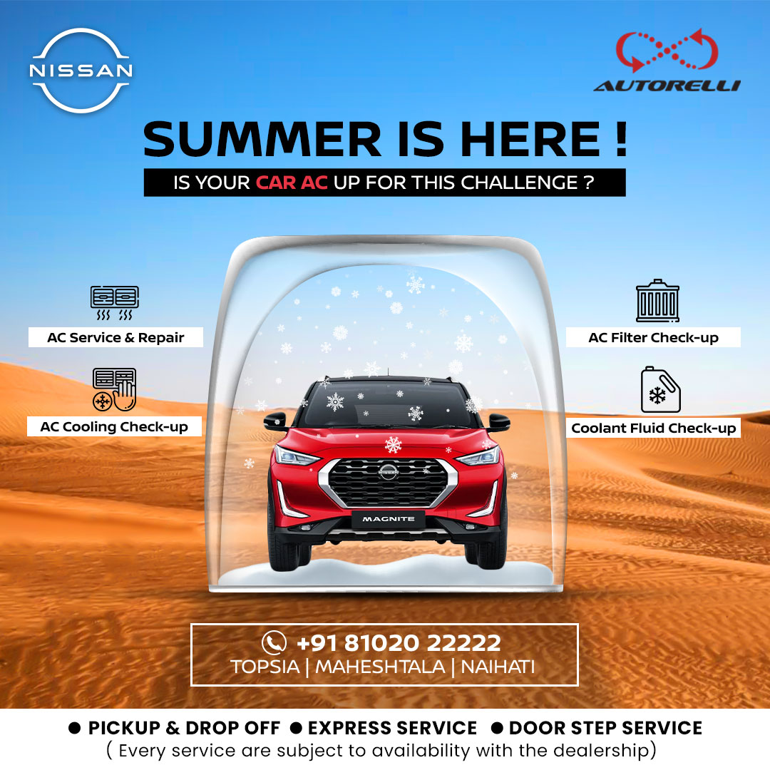☀️🚗 Trust 𝐀𝐮𝐭𝐨𝐫𝐞𝐥𝐥𝐢 𝐍𝐢𝐬𝐬𝐚𝐧 for AC repairs, checkups, filter changes, coolant fluid checkups, and more to stay cool and worry-free on the road. 

 👉𝑭𝒐𝒓 𝑩𝒐𝒐𝒌𝒊𝒏𝒈📞on +918102022222

#Autorelli #Nissan #Kolkata #NissanMagnite  #SummerReady  #CarCheckUp #Car