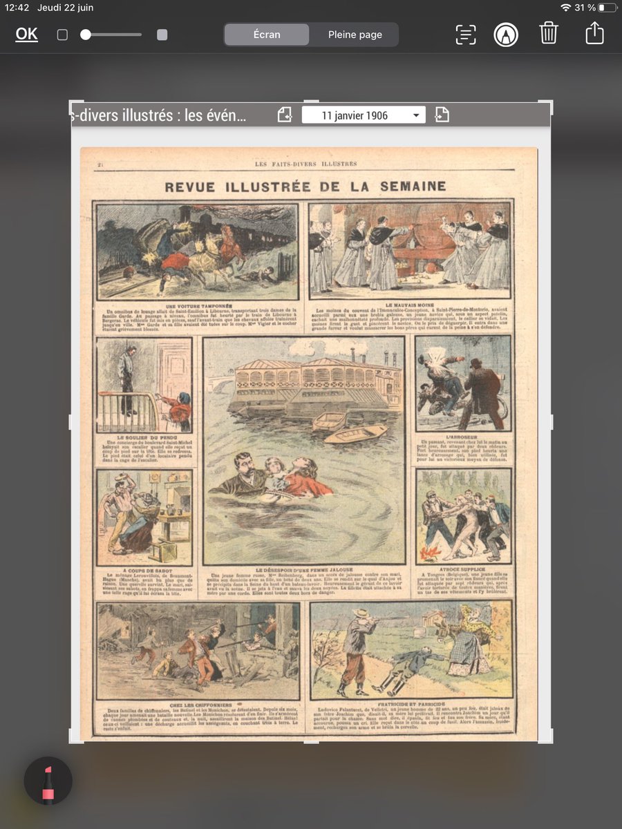 SergePhotos's tweet photo. @NaudinChristoph Une semaine de faits divers en janvier 1906 

Du sang à la une 

@le_Parisien mettre en perspective c’est informer

En 2022 : 948 homicides
En 1979 : 1 910

Et il y avait 10 millions d’habitants de moins… https://t.co/NAkSnWJCOw