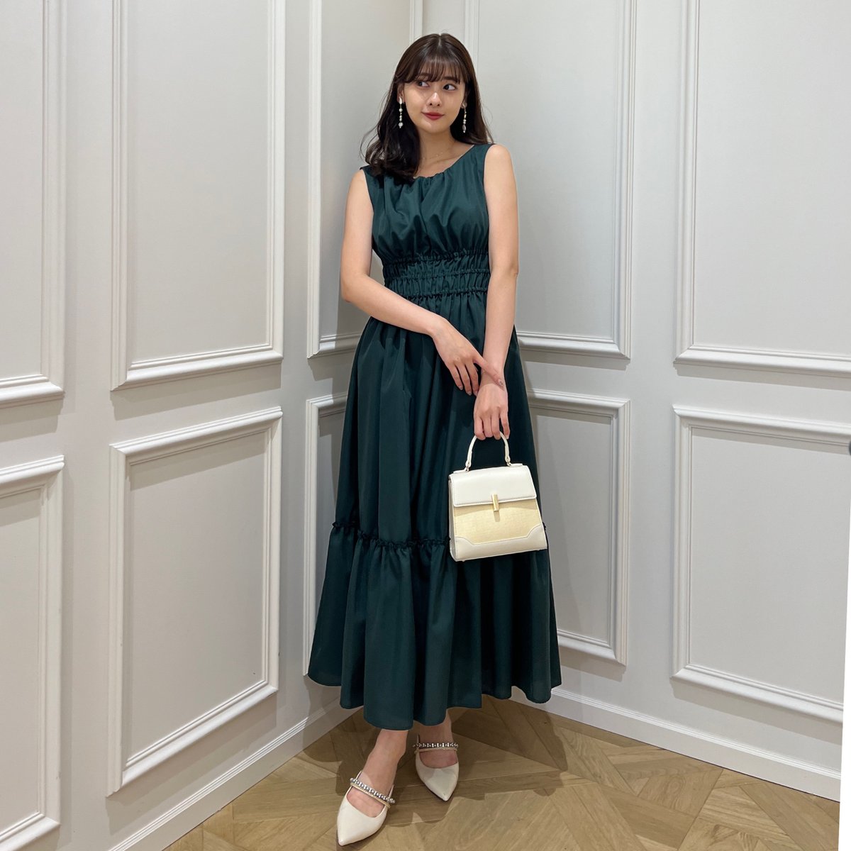 🏷Riviera Double Bow Dress - forest - 高級感のあるフォレストカラー