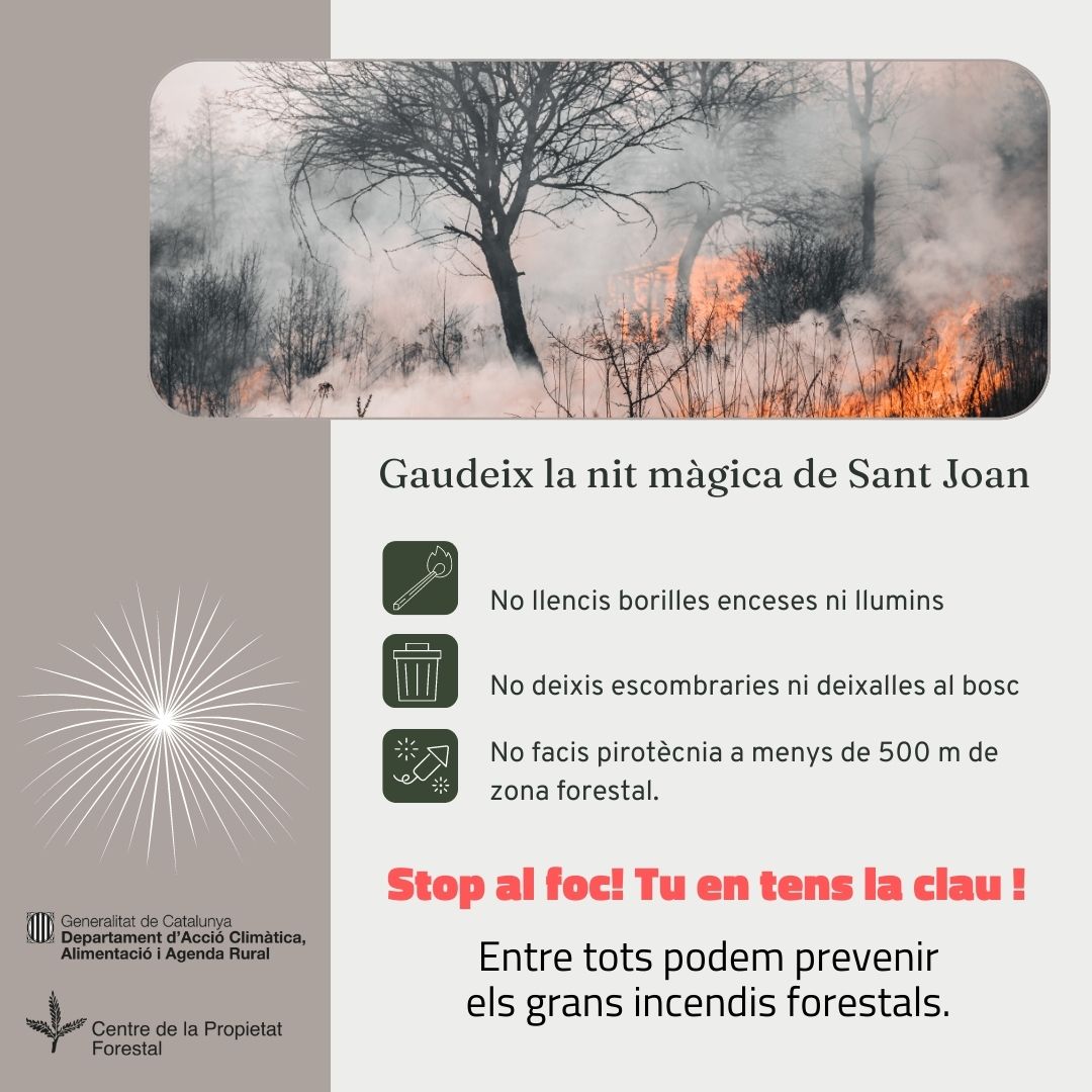 🧨 Arriba la #Revetlla de #SantJoan. Gaudeix-la amb la màxima precaució!
🔥 Davant el risc d'#incendi #forestal, evitem riscos al medi natural, extreme'm les precaucions!

#StopAlFoc #boscos #GIF