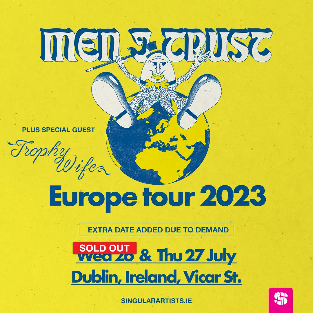 𝗦𝗣𝗘𝗖𝗜𝗔𝗟 𝗚𝗨𝗘𝗦𝗧 𝗔𝗗𝗗𝗘𝗗 The Incredible: @trophywife0 will be joining... @menitrust for their 2 Dublin shows at @Vicar_Street SOLD OUT: Wed 26th July LIMITED TIX: Thu 27th July Grab Tix while you still can ⬇️ singularartists.ie/show/men-i-tru…