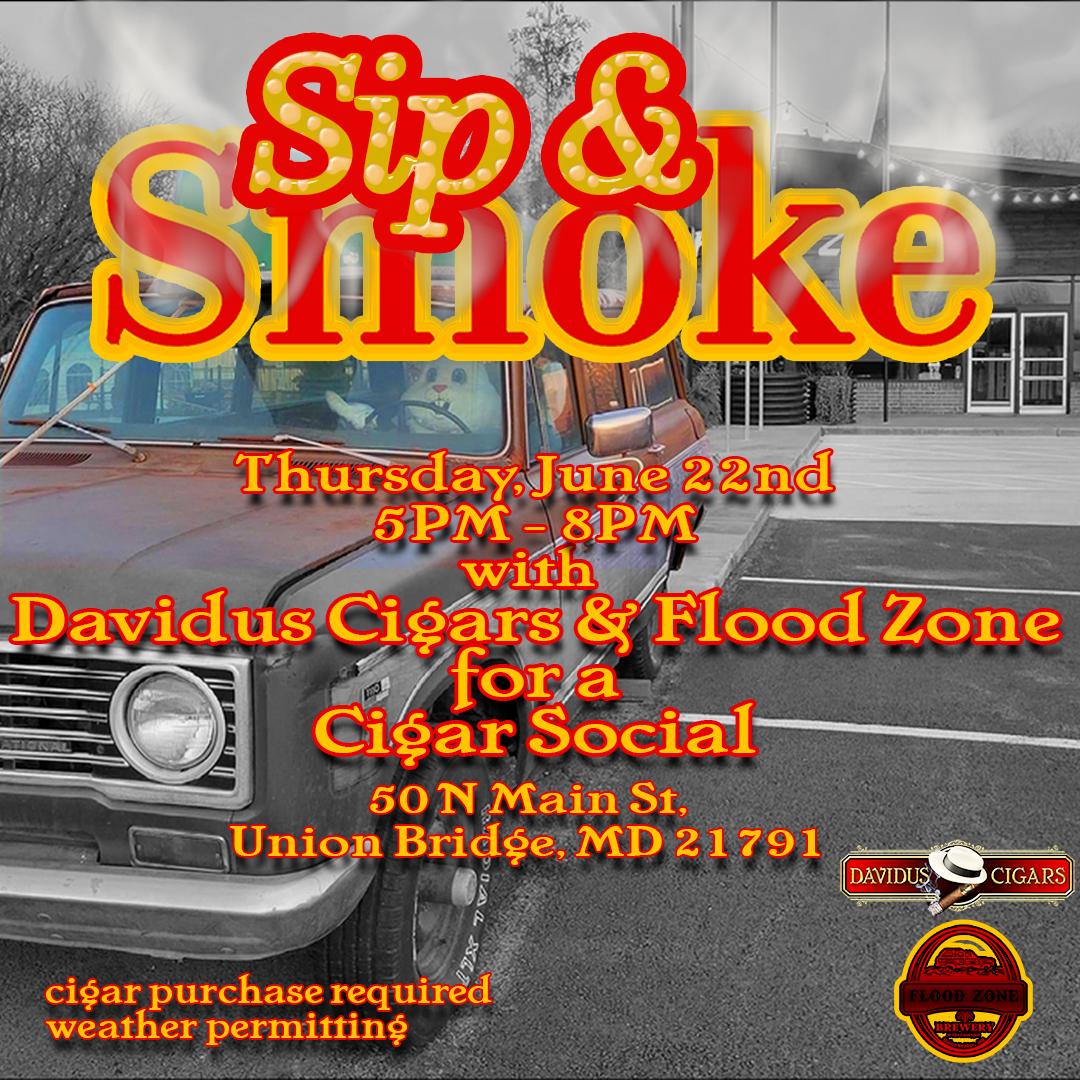 Join us TONIGHT for a Sip &amp; Smoke at Flood Zone from 4-8 PM!

.
.
.
#cigaraficionado #botl #sotl #cigarsmoker #nowsmoking #daviduscigars #cigar #cigars #cigarlife #cigaroftheday #cigarsociety #cigarlover #cigarsnob #cigarlifestyle #cigarworld #cigarians #davidus #lordbaltimore #