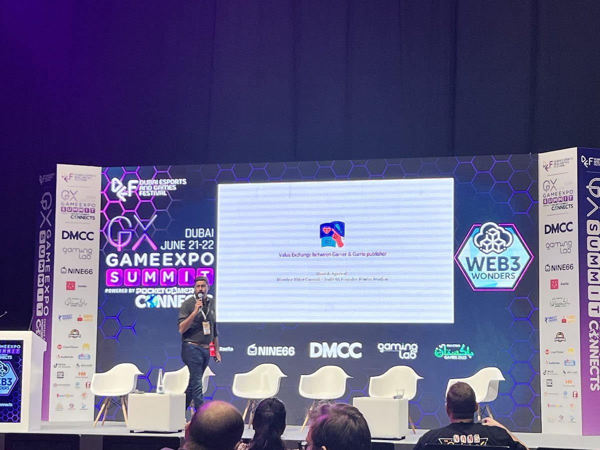 @manishdiesel talking about value creation in games. “All wealth is the project of labor” - except in games! Beyond ownership, to reputation and more #pgconnects #dubaiGES