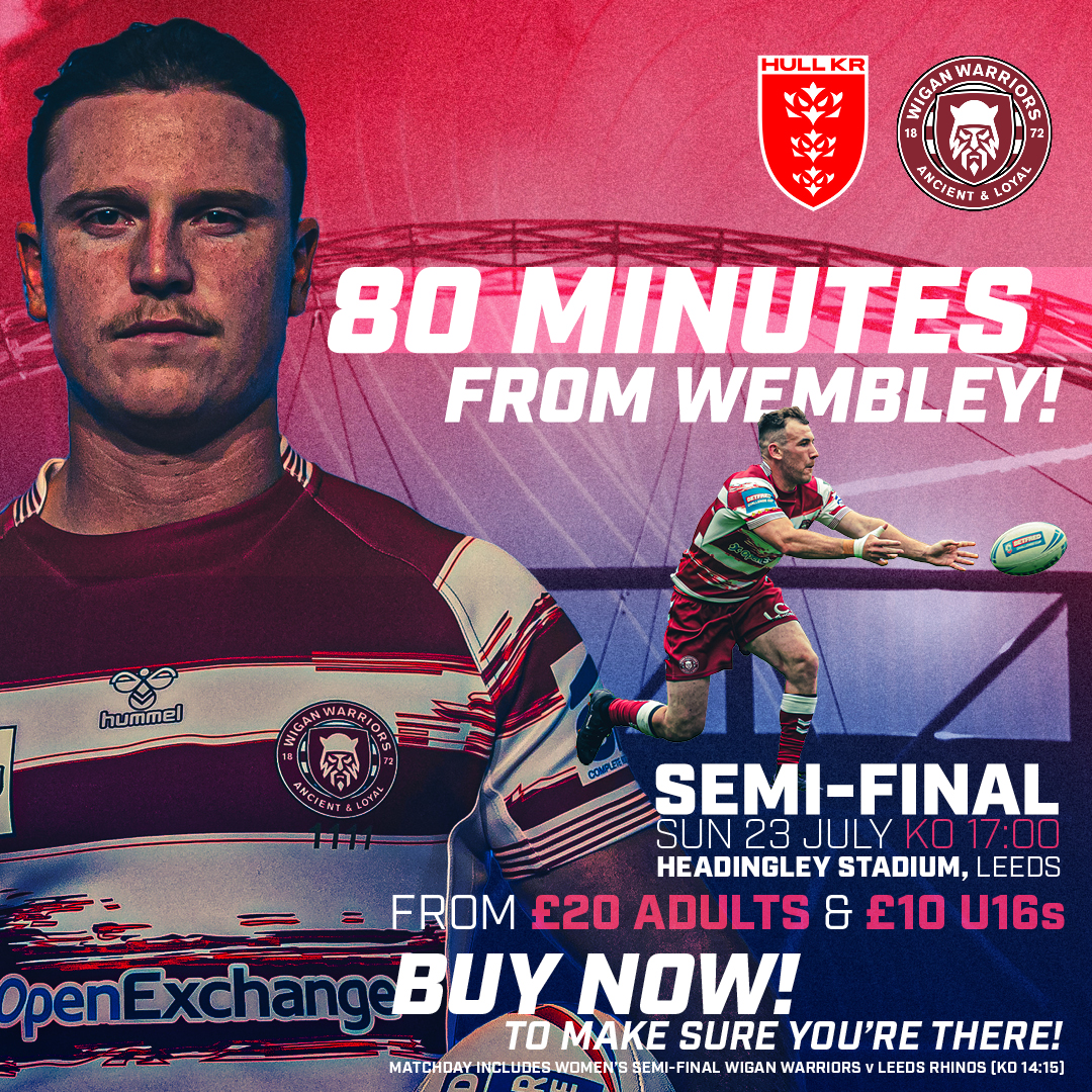 Wigan Warriors 🍒⚪️ on Twitter "🏆 𝟴𝟬 𝗺𝗶𝗻𝘂𝘁𝗲𝘀 𝗳𝗿𝗼𝗺 𝗪𝗲𝗺𝗯𝗹𝗲𝘆! 🎟 Get yours