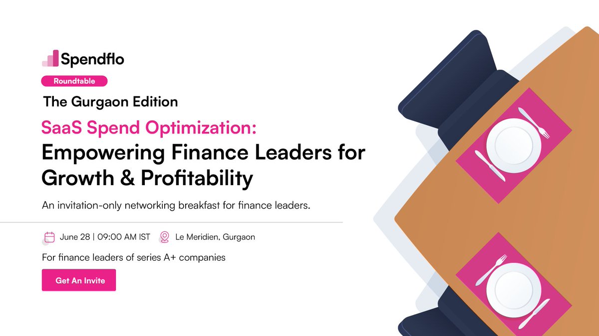 Join us for a great morning with a delicious breakfast followed by a productive roundtable session on “SaaS Spend Optimization: Empowering Finance Leaders for Growth & Profitability” in Gurgaon🚀

Limited seats available! RSVP now: tinyurl.com/5735eux5

#financeleaders #event