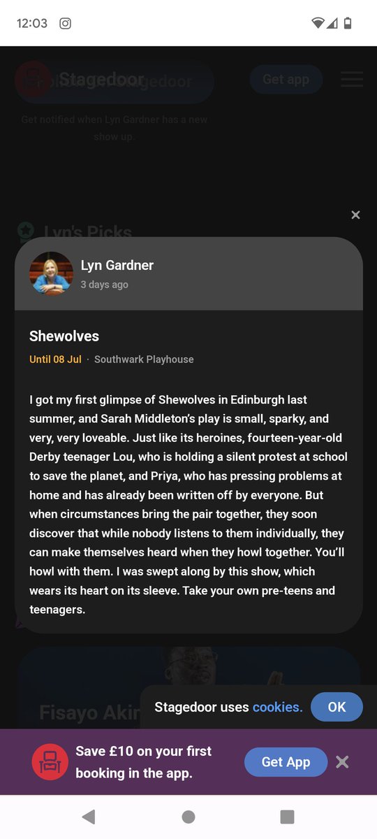 SHEWOLVES__'s tweet image. We're in @lyngardner top theatre tips! Lyn you are a legend! @swkplay

Tickets: southwarkplayhouse.co.uk/productions/sh…