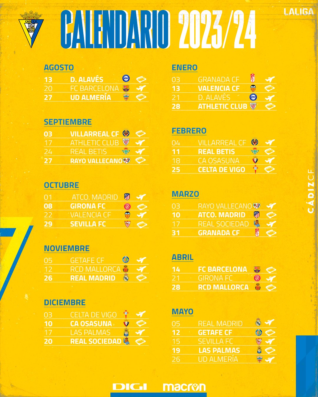 Calendario cadiz cf 23/24