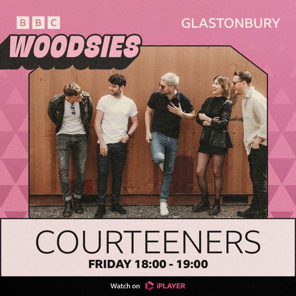 Courteeners play Woodsies Stage @Glastonbury Festival this Friday at 6pm. Celebrating 15 years since they performed their iconic album on the same stage. You’ll be able to watch the set live on @bbciplayer and it’ll also be available on demand after the show. 
#glastonbury2023