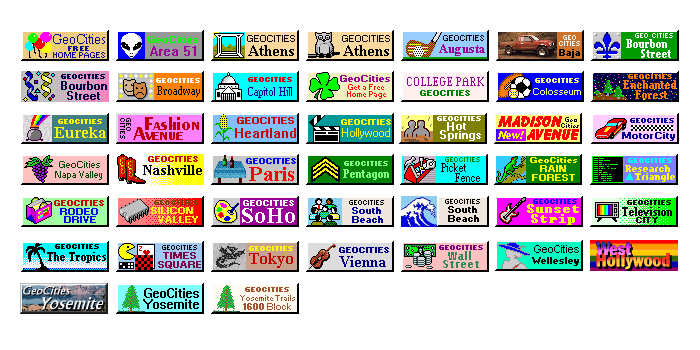 Geocities micro banners in the 1990s #WebDesignHistory