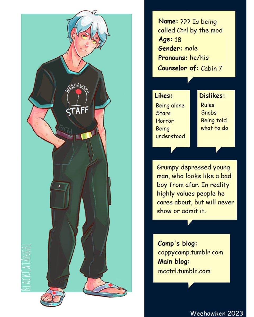 Blackcatangel_'s tweet photo. My second entry to this year's camp Weehawken! 🥰
#oc #originalcharacter #ctrloc #mcctrl #digitalart #art #fullheight https://t.co/0kLJTqrwpC