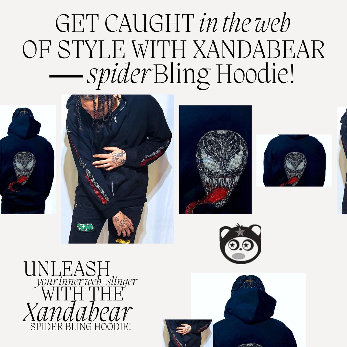 xandabeartwt's tweet image. Unleash your inner web-slinger with the Xandabear Spider Bling Hoodie! Crafted for those who dare to stand out, this hoodie combines edgy design with a touch of sparkle. 
----
Shop Now: xandabear.com/product/xb-spi… 
.
#XandaBear #CustomStyle #Fashion