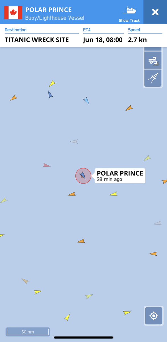 Quite a few vessels searching a wide area including a SAR.  #Titan #OceanGate #OceanGateExpeditions #titanicsubmersible #titanrescue #PolarPrince