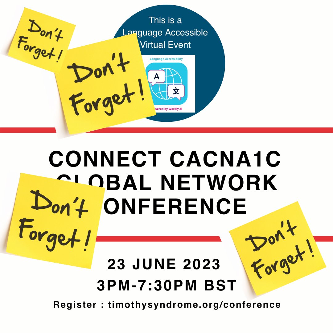 It's all happening tomorrow - are you joining us?
#CACNA1C #TimothySyndrome #LongQT8 #RareDiseases #IonChannels #Channelopathies #NeuroTwitter #MedTwitter