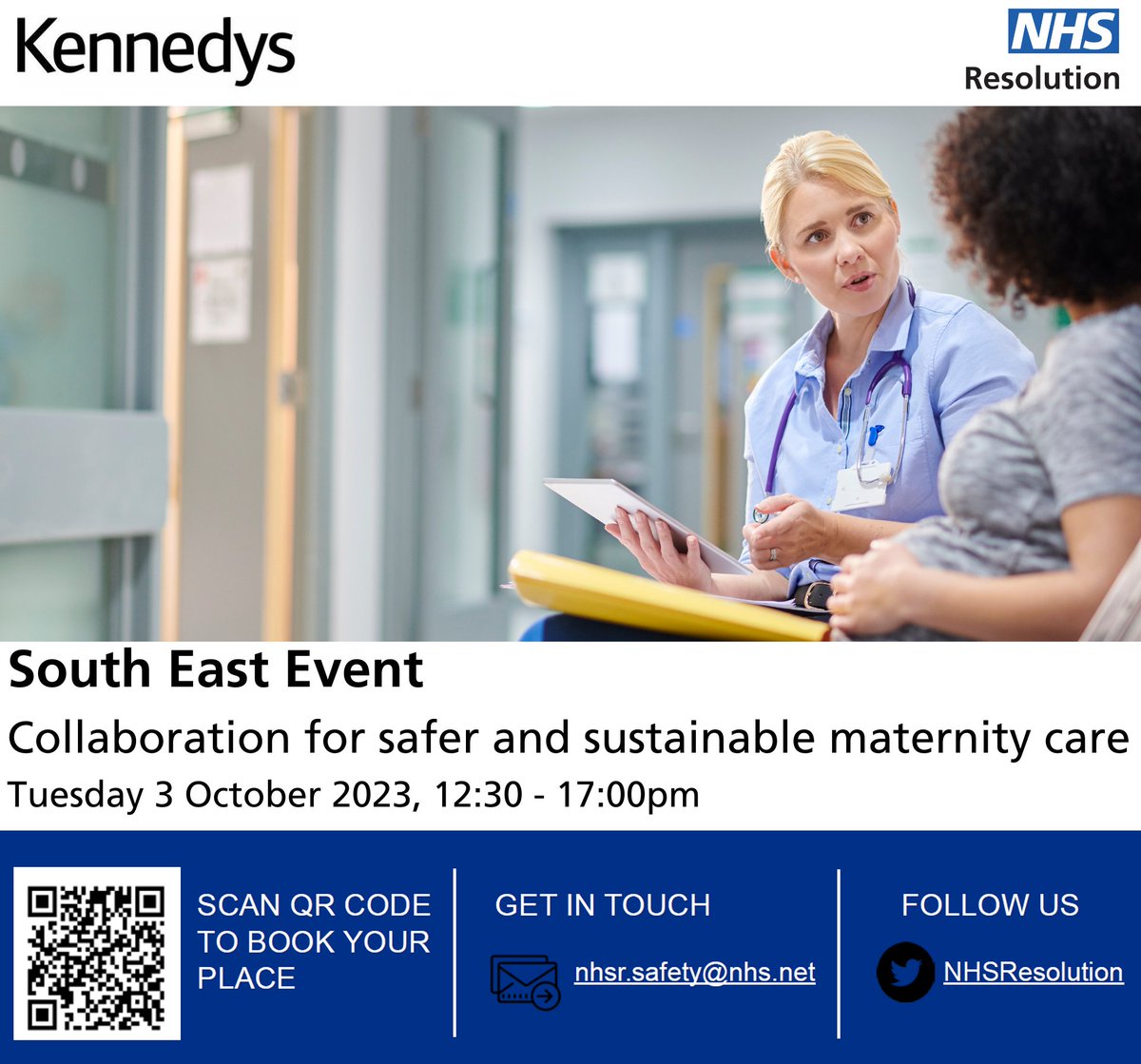 Do you work in a maternity team in the South East of England?

We are hosting an event on Tuesday 3 October in partnership with <a href="/KennedysLaw/">Kennedys</a>, Collaboration for safer and sustainable maternity care. 

If you’d like to join us, please register here -&gt; bit.ly/45WL9N2