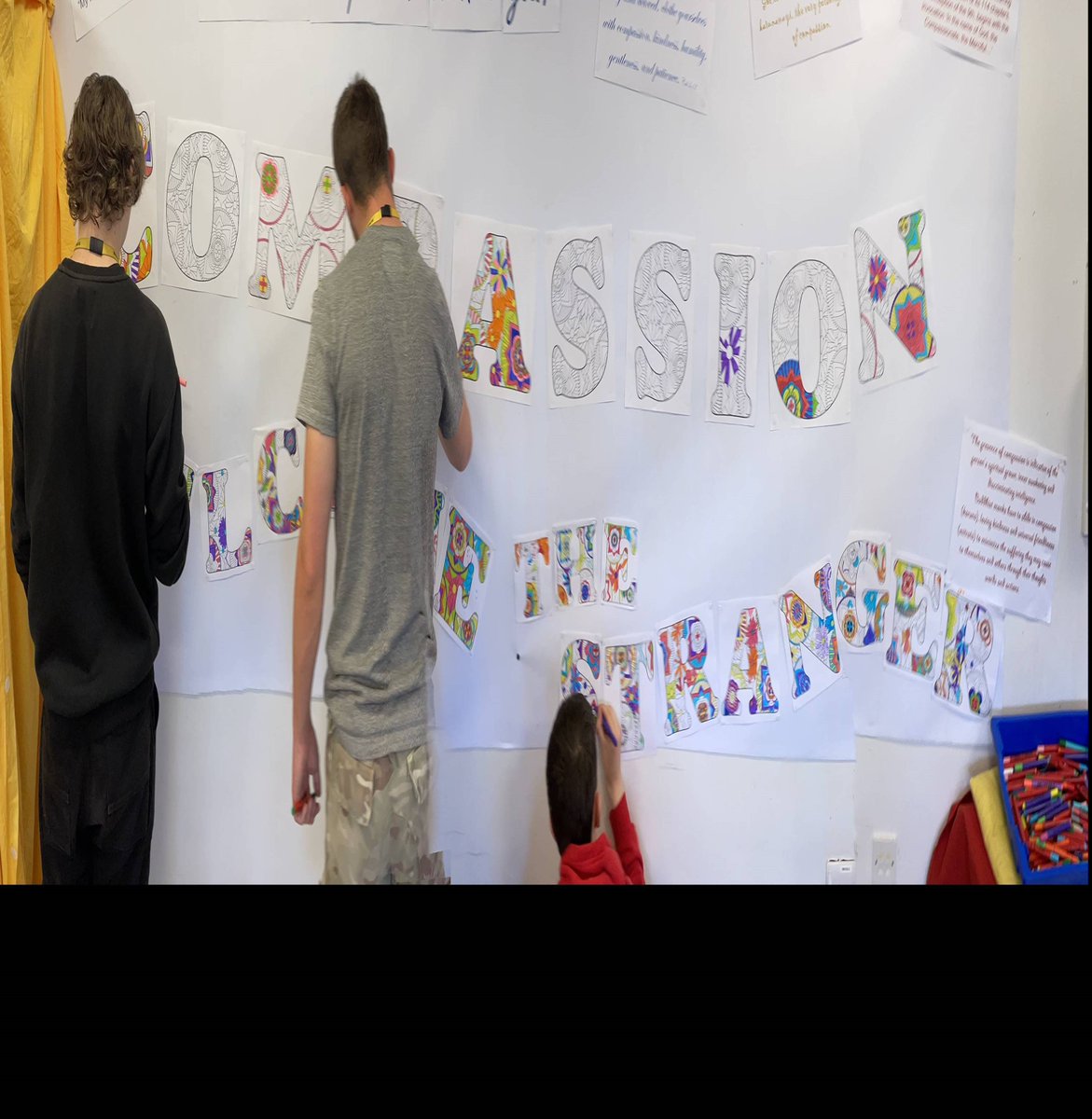 StbrnC's tweet photo. In RPE last week we were  using our ‘Sanctuary Space’ reflection activities to highlight  ‘Compassion’ which, as well as being one of our seven core college  Gospel values,  is also the theme of the 25th anniversary of  Refugee Week. https://t.co/HZBbFz1J2j