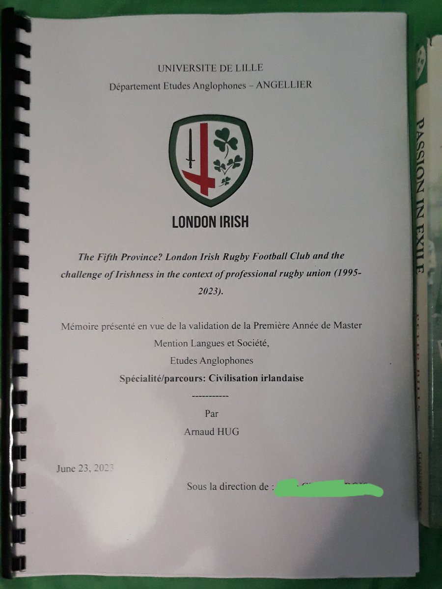 Tomorrow I will defend my master's degree dissertation on London Irish RFC. It was a great pleasure to learn about this fantastic club and community.
Come on you @londonirish! 🍀🍻