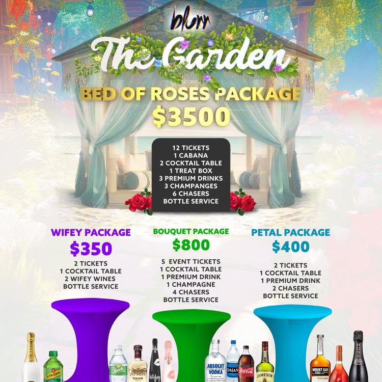 🍾💐 The Garden issa BANGER💐🍾

Grab the GANG!! We doing bottles!🥵
DM us or contact your Blurr Rep for your limited Table &amp; Cabana packages!

We outside fancy✨💐
Le Chalet Gardens📍​​​​​​​​
Frere Pilgrim Heights, Ch Ch