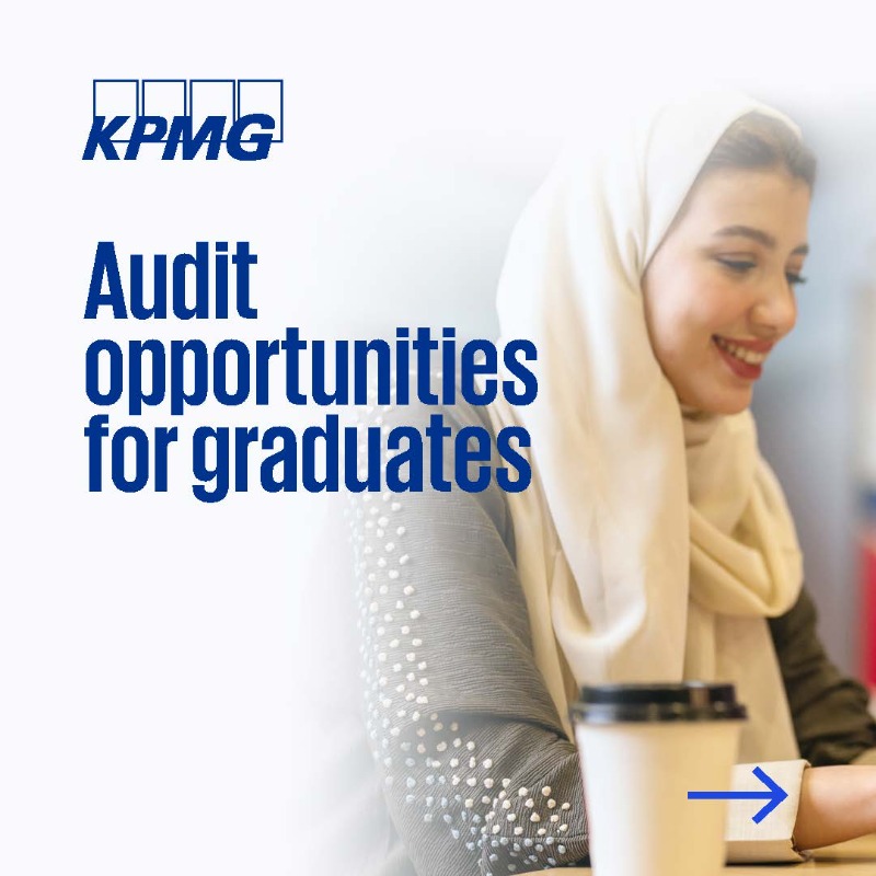 KPMGSaudiArabia's tweet photo. إذا كنت طالباً في تخصص محاسبة ومن المتوقع تخرجك هذا الصيف؟ انضم إلى برنامج الخريجين في قسم المراجعة لدينا في كي بي إم جي لبدء حياتك المهنية أو استكشاف فرص التدريب من خلال الوظائف في المراجعة أو الضرائب. اطّلع على المزيد وتقدّم من خلال الرابط.