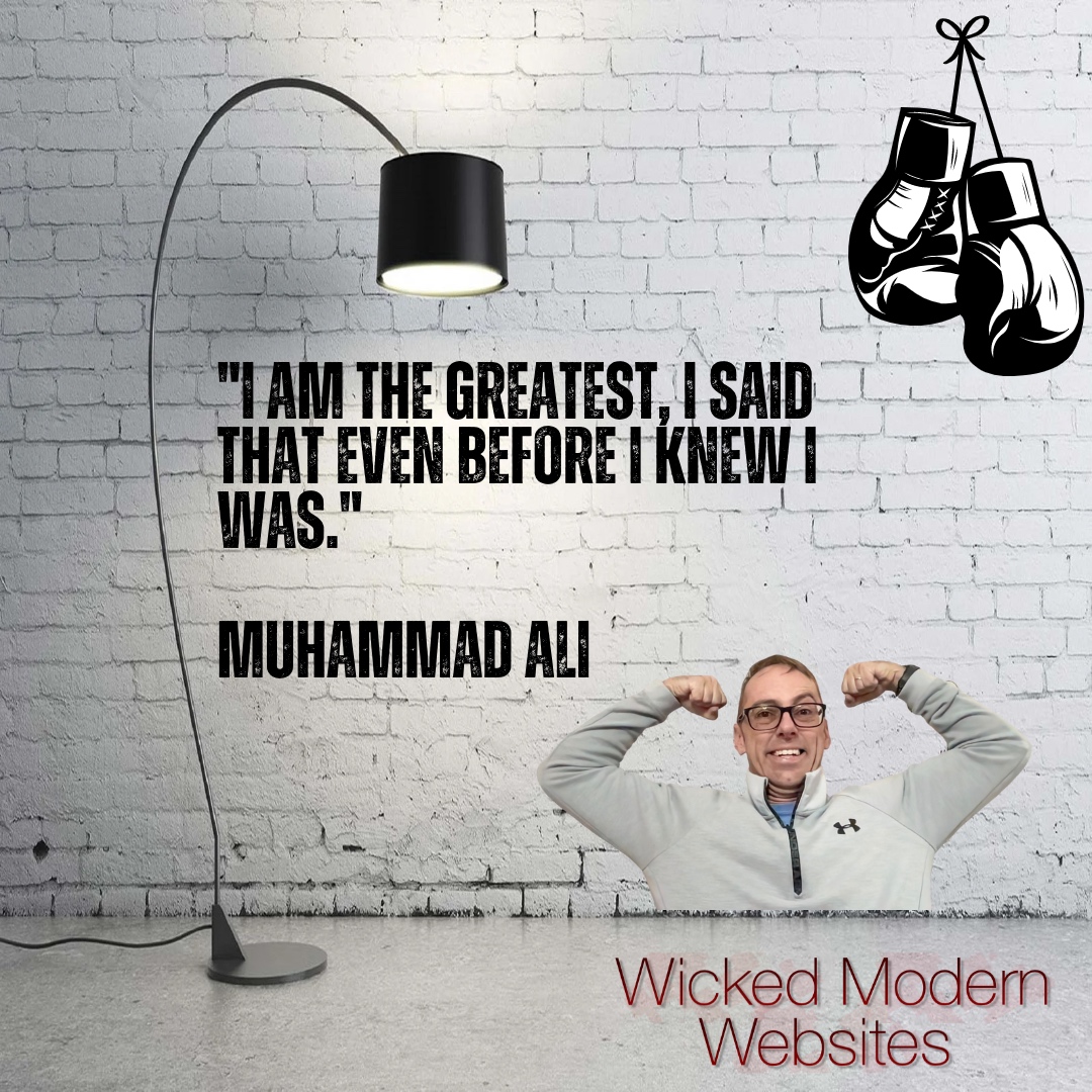 WickdWebDesign's tweet photo. 🥊🌟Thursday Thoughts🌟🥊
This week's quote is from the one and only Muhammad Ali! 💪
"I am the greatest, I said that even before I knew I was." 🙌
Embrace your inner greatness and show the world what you're made of! 😎
👊 Believe in yourself!
👊 Never give up on your dreams!
... https://t.co/CmpNmk7ZSN