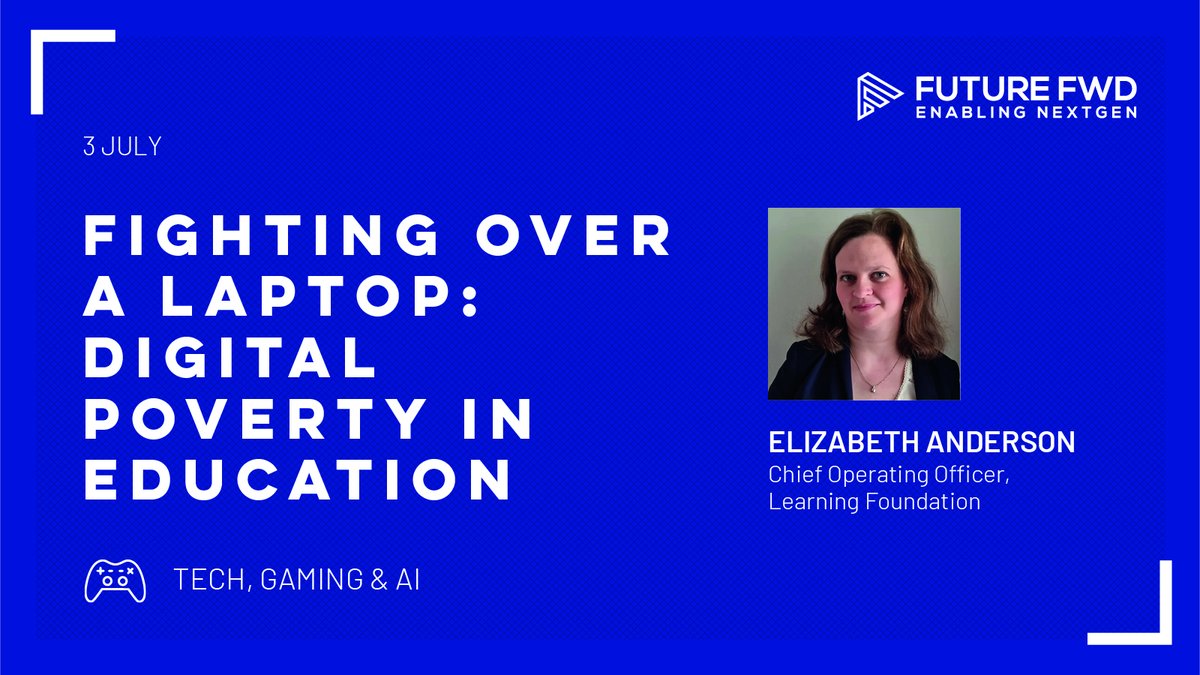 📢Join us at Future FWD for 'Fighting over a laptop: Digital poverty in education’ w/ @elizabethdigi At a time when our world is rapidly transforming, equipping young people with the tools and skills they need is paramount. ⏰3 Jul 📍Warwick School 🔗futurefwd.org
