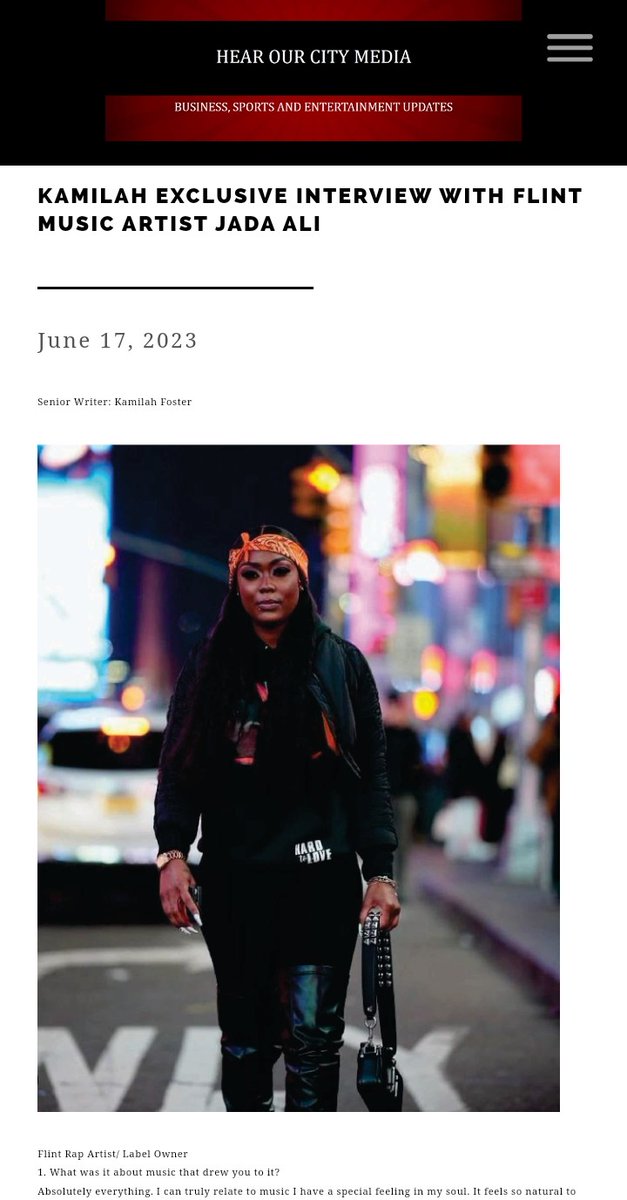 Kamilah Exclusive Q and A with Music Artist @iamjadaali out now on our website.

HearOurCity.net 

#music #musicartist #songwriter #flintmichigan #flinttwp #detroitmusic #atlanta #Newyorkcity #dj #producer #losangeles #Toronto #atl #chicago