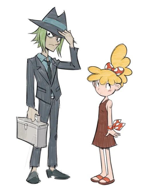昔の数少ない資料を集めて久々(多分7年ぶりくらい)にギャングと場違いちゃん描いてみたけど良いな…この人たちなら短編描けそうな気がしてきた。ただ、漫画のテーマ絞られたら終わりだけど(笑