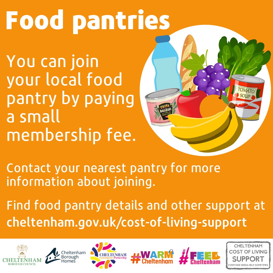If you're struggling to cover the cost of rising food bills, help is available. 
There are a number of food pantries and banks in #Cheltenham where you can shop for food for a small membership fee. 

Find out more⬇️
cheltenham.gov.uk/food-support

#CostOfLivingCrisis #support