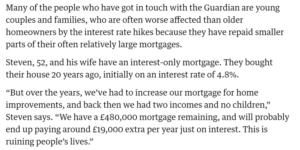 phil_boor's tweet photo. I have no doubt that the first paragraph is true and this will cause hardship for a lot of people. But I struggle to have the same sympathy for someone who has had a mortgage for 20 years and chose not to repay anything, and are now finding that their gamble backfired. https://t.co/u17yM6YMTL