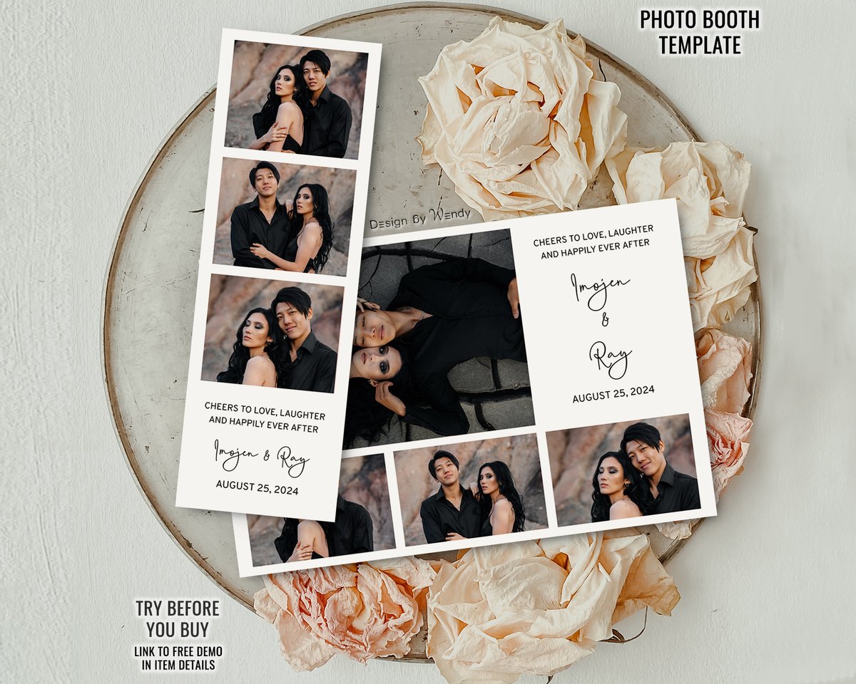 Photo Booth Strip & Card Template. Editable Wedding Photo Strips, Photo Collage #2023wedding #wedding #weddings #weddingday #wedding2023 #designbywendy etsy.com/listing/150771…