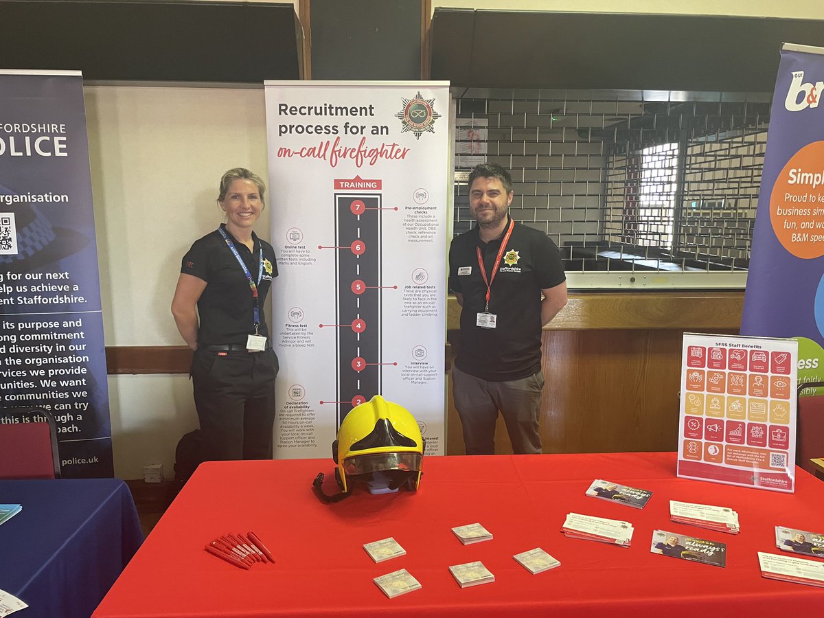 Today @StaffsFire @SFRSPosAction and @StaffsPolice @StaffsPosAction are at @Jobs22ltd recruitment event in Cannock #recruitment #notjustajob #fireservice #firefighter #fireservicejobs #careersforlife #futurefirefighter