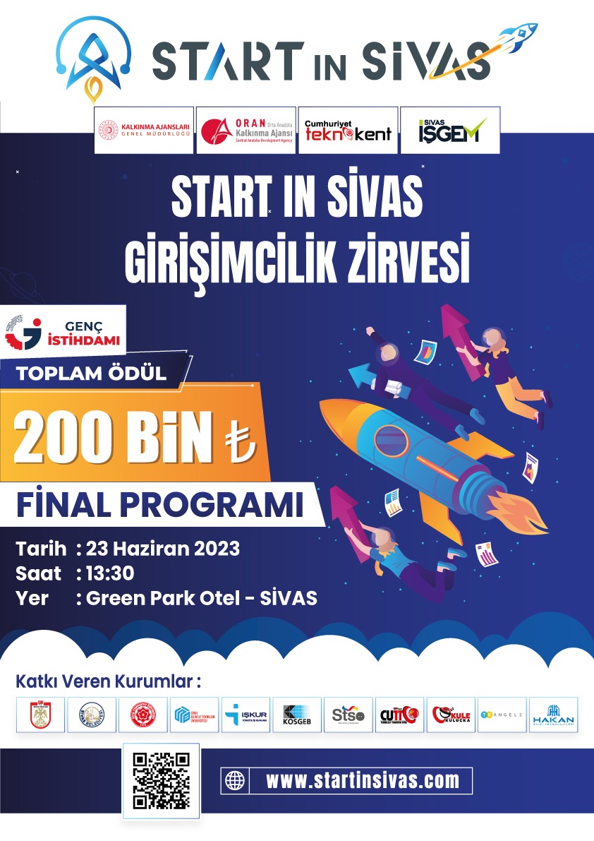 #StartinSivas #Girişimcilik Zirvesi Final Programı 23 Haziran 2023 tarihinde gerçekleştirilecektir. "Bölgesel Kalkınmada Girişimciliği Önemi ve Start-Up'lar" panelinin ve ödül kazanacak girişimcilerin belirleneceği #DemoDay'in düzenleneceği etkinlik saat 13:30'da başlayacaktır.