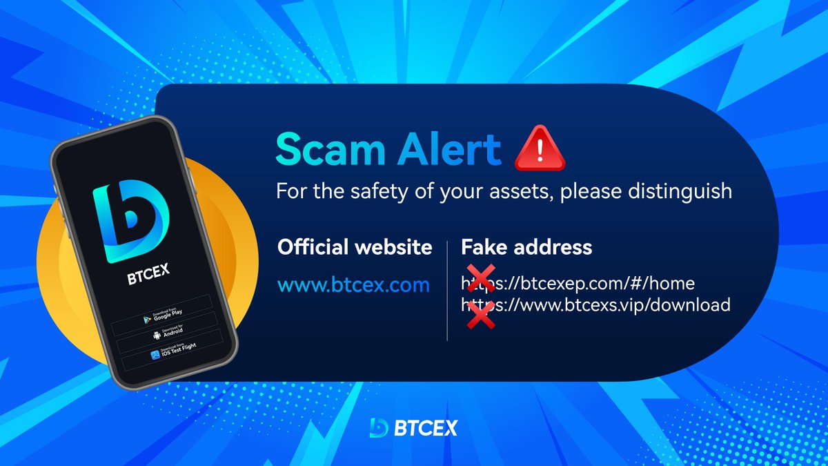 📢 #BTCEX will never email, text, or message you on social media asking for money.🙅 ❌ Never click on a link from an unexpected text, email, or social media message. ✅ You can always verify our legit platform or employees by visiting 👇 btcex.com/en-us/official…