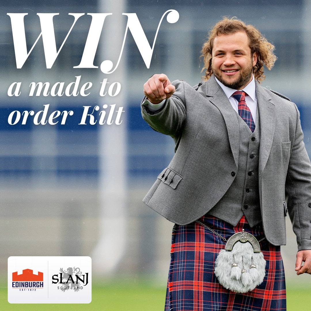 EdinburghRugby's tweet photo. Celebrate the launch of our @slanjkilts x 150th anniversary tartan! 💙

Enter below for the chance to 𝐖𝐈𝐍 a made to order kilt worth £450 courtesy of Slanj Scotland! ⬇️