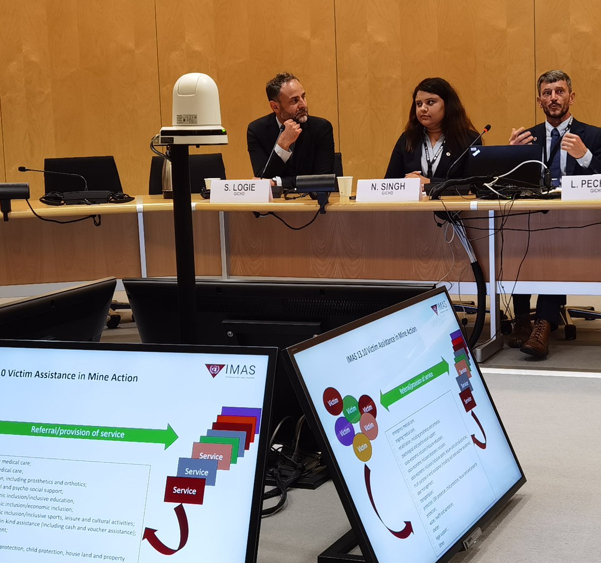 #IMAS 13.10 on #victimassistance : @theGICHD notes that the mine action sector can deliver services to #landmine victims, refer people to services, and also map services and gaps to further address needs. #NDM26 @UNMAS