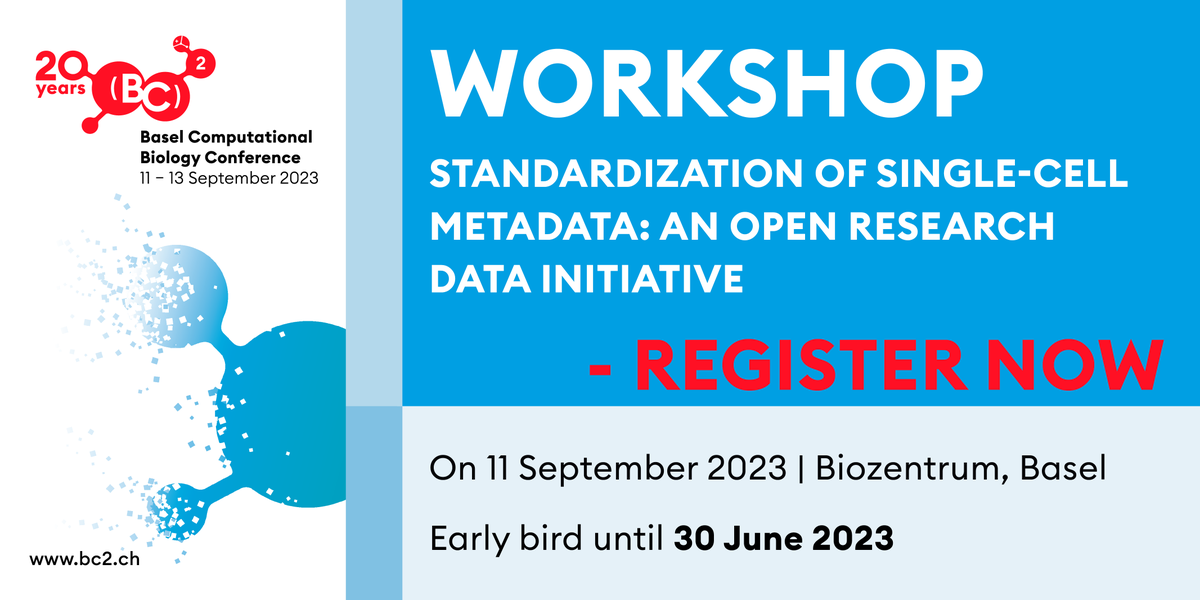 A few days left to register with early bird rate to our <a href="/BC2Conference/">[BC]2</a> <a href="/ISBSIB/">SIB</a> workshop "Standardization of single-cell metadata: an Open Research Data initiative" with Jason Hilton of <a href="/cellxgene/">cellxgene</a> &amp; David Osumi-Sutherland <a href="/emblebi/">EMBL-EBI</a>  #SingleCell #FAIRdata  bc2.ch/tutorials-work…
