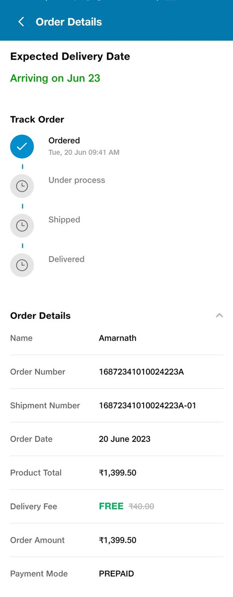 @JioMart @JioMart_Support @reliancejio I placed an order on 20th June and got updated that order will be delivered by 21st June but didn't receive. Later 22nd it is shown, now showing 23rd. I'm staying in Bengaluru not in remote area.
Unacceptable service.

#jiomart
#poorservice