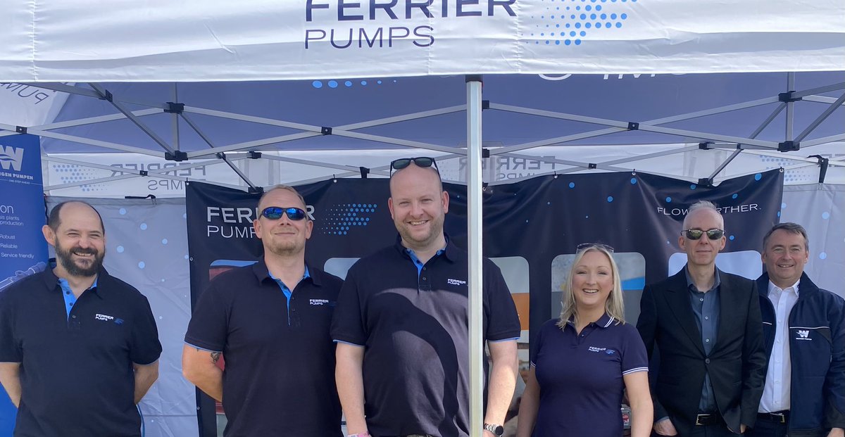 FerrierPumps's tweet photo. Day 1 at @ScotlandRHShow is underway &amp; this happy, smiley bunch of pump professionals are standing by to answer all your questions! We’re on Avenue Q, stand 298, just follow the chainsaws or look for the speed climbing logs 🌲🤣  We forward to helping you #FlowFurther! https://t.co/OReofTR64u