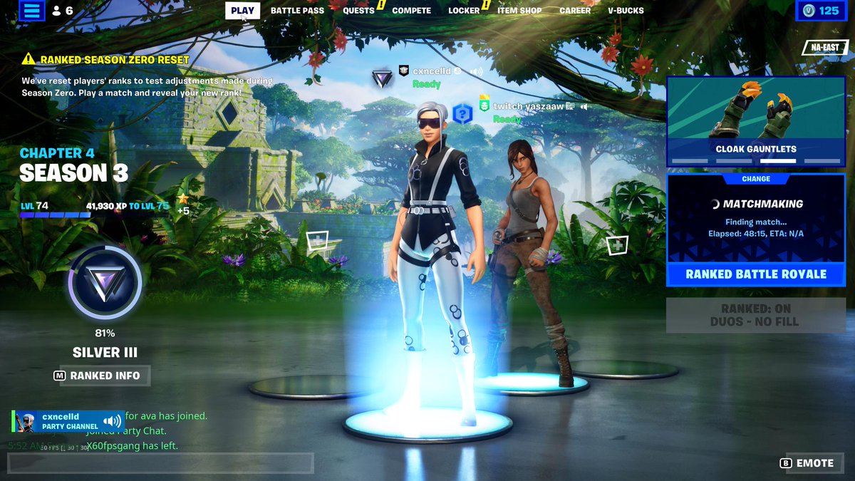 Stitchty999's tweet photo. almost an hour this is insanity! #fortnite https://t.co/vRYFlFXLUr