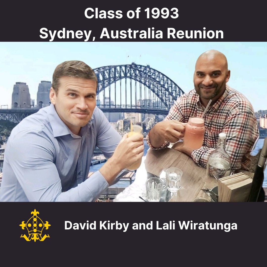 TrinitySchAlumn's tweet photo. While David Kirby and Lali Wiratunga (based in Sydney) regretfully can't attend, they send their warm wishes and will raise a glass to their year group. 
Let's make this reunion unforgettable! #TrinityReunion #Classof1993 #Memories #TrinityAlumni https://t.co/Ci0bZPGNaA