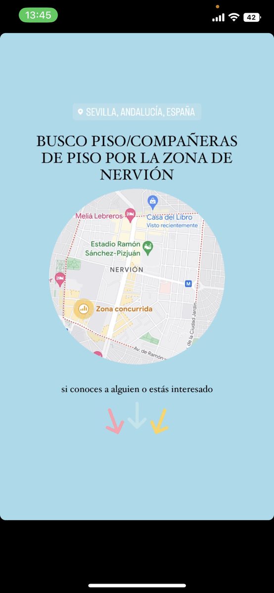 luciamartinn6's tweet photo. Busco piso para entrar o compañeras para buscar piso por la zona de nervión (Sevilla) RT #alquilerestudiantes #nervion #alquilerus https://t.co/HtRgg9PQCt