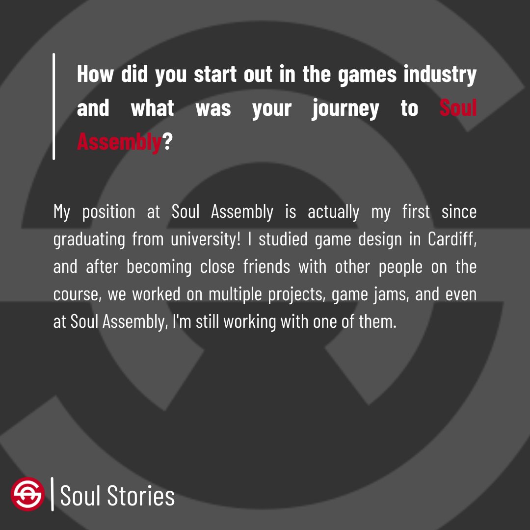 SoulAssemblyLTD's tweet photo. ✨Get ready to be inspired by Bill, our talented Associate UI Artist!✨🎨

His journey from university to Soul Assembly is filled with joy and collaboration. 🎮

Bill's advice for aspiring game industry professionals: explore, practice, and embrace different roles!🌟🎉

1/2🧵 https://t.co/3h1zQwHwqG