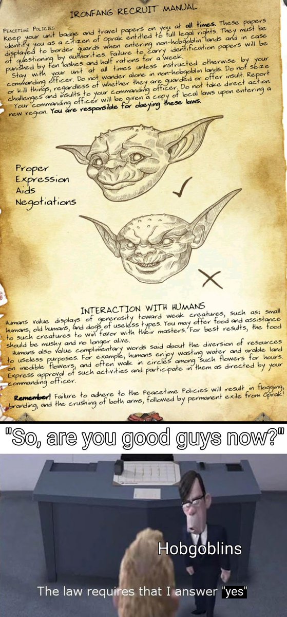 This poster right here was what made me start liking hobgoblins so much

#pathfinder2e #pf2e #pf2meme #pathfinder